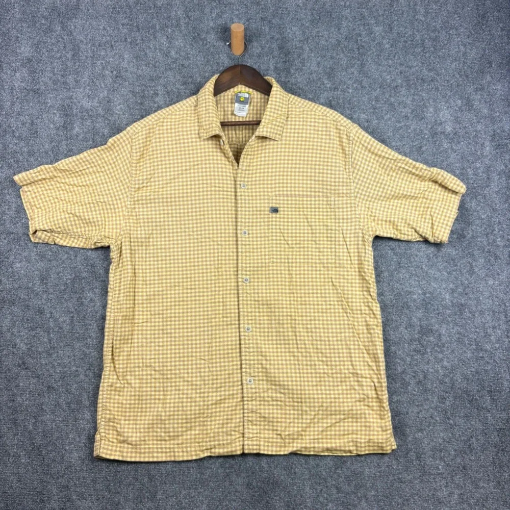 The North Face A5 Series Mens XL Gingham Button Down Shirt Yellow Short Sleeve